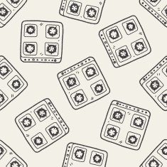 gas stove doodle seamless pattern background