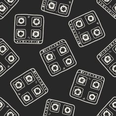 gas stove doodle seamless pattern background N2