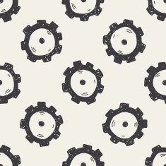gear doodle seamless pattern background N3