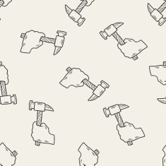 hammer doodle seamless pattern background N6