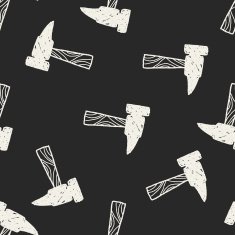 hammer doodle seamless pattern background N7