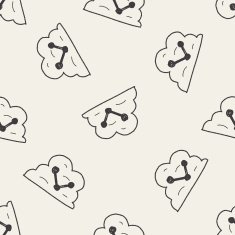 internet cloud doodle drawing seamless pattern background