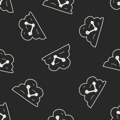 internet cloud doodle drawing seamless pattern background N2