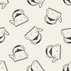 Kettle doodle seamless pattern background