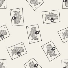 map location doodle seamless pattern background N4