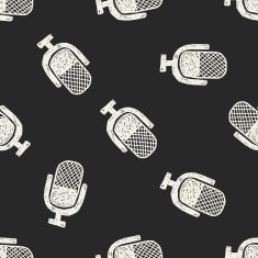 mic doodle seamless pattern background