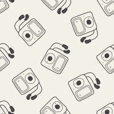 mp3 player doodle seamless pattern background