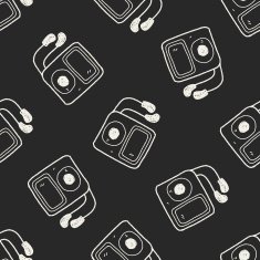 mp3 player doodle seamless pattern background N2