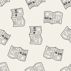 news doodle seamless pattern background