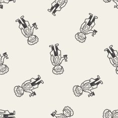 scientist doodle seamless pattern background