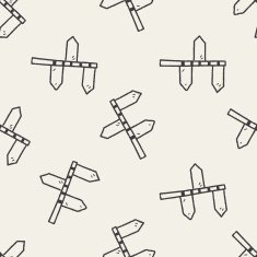 road sign doodle seamless pattern background