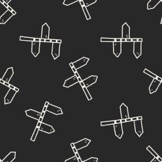 road sign doodle seamless pattern background N3
