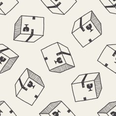 shipping box doodle seamless pattern background N9