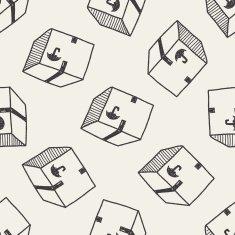 shipping box doodle seamless pattern background N10