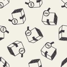 shipping box doodle seamless pattern background N14