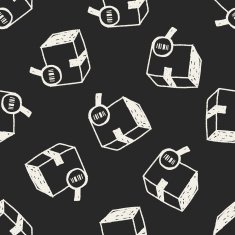 shipping box doodle seamless pattern background N26