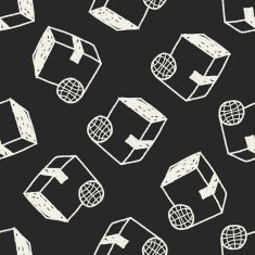 shipping box doodle seamless pattern background N29
