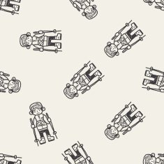 skiing doodle seamless pattern background