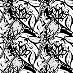 Vector Seamless Monochrome Floral Pattern N190