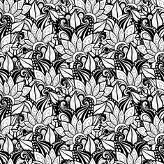 Vector Seamless Monochrome Floral Pattern N191