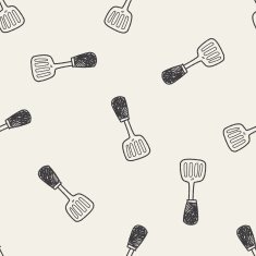 spatula doodle seamless pattern background