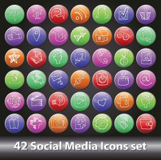 Social Media Icons set Round volume button