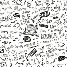 Social Media Word Icon seamless pattern Doodle sketchy