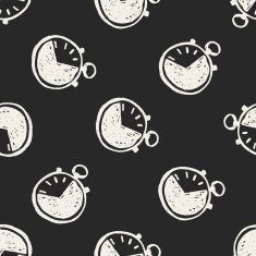 stopwatch doodle seamless pattern background N3