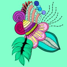 Abstract background with flowers and leaves Hand draw illustrarion