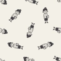 teacher doodle seamless pattern background
