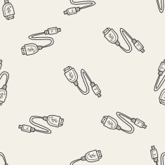 usb doodle seamless pattern background