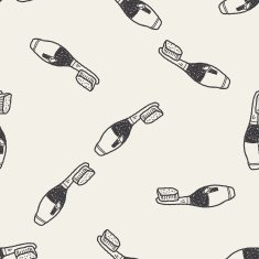 toothbrush doodle seamless pattern background