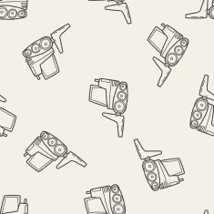truck doodle seamless pattern background