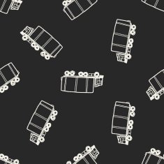 truck doodle seamless pattern background N5