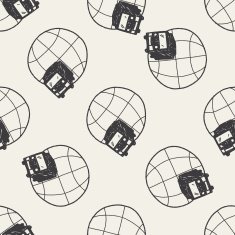 truck shipping doodle seamless pattern background N2