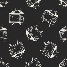 tv doodle seamless pattern background N4