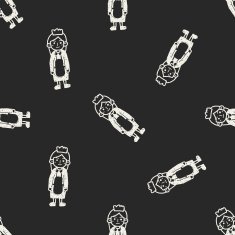 waitress doodle seamless pattern background