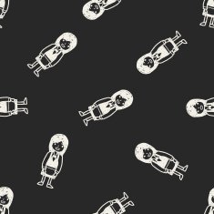 waitress doodle seamless pattern background N2