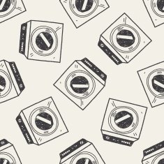 washing machine doodle seamless pattern background