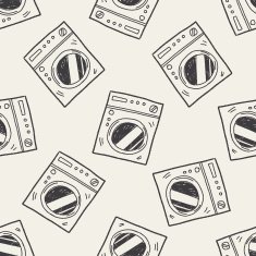 washing machine doodle seamless pattern background N2