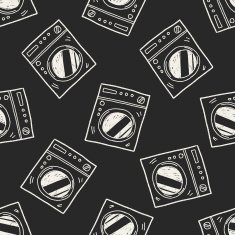 washing machine doodle seamless pattern background N4