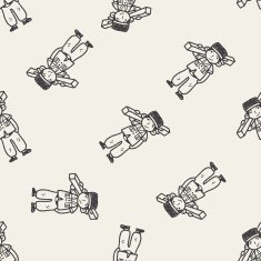 worker doodle seamless pattern background N2