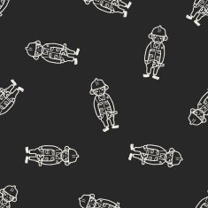 worker doodle seamless pattern background N3