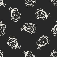 ostrich doodle seamless pattern background N3
