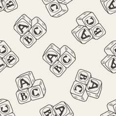 block toy doodle seamless pattern background N3