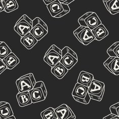 block toy doodle seamless pattern background N8