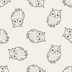 owl doodle seamless pattern background