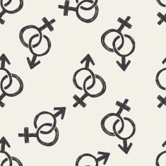 boy and girl doodle seamless pattern background