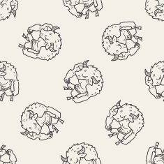 bull monster doodle seamless pattern background
