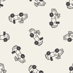 car doodle seamless pattern background